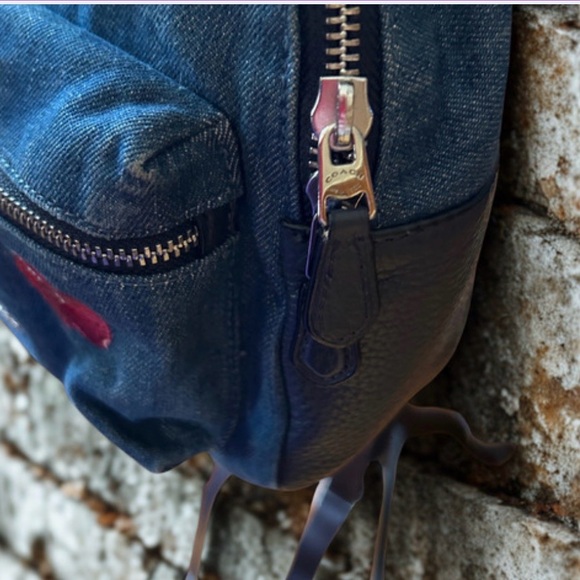 Coach Charlie Mini Denim backpack W/Blue Hawaii PATCHES Limited Edition EUC - Picture 2 of 14